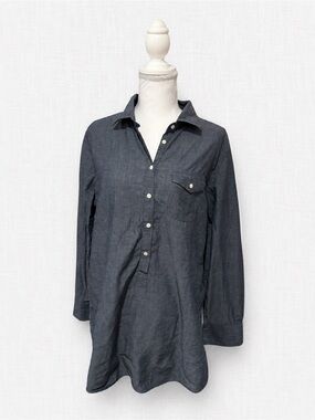 J. Crew Dark Gray Button-Up Tunic Shirt